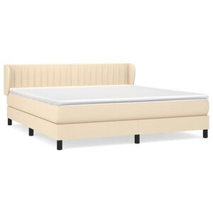vidaXL Boxspring met matras stof cr&egrave;mekleurig 180x200 cm