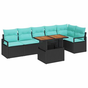 vidaXL Tuinbankenset 7 st 6-Aantal zitplaatsen Zwart en Teal