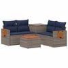 vidaXL Bankstel 6 st Grijs en Marineblauw Poly Rattan en Staal