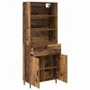 vidaXL Hoge kast Oud Hout 69,5 x 34 x 180 cm Geengineerd Hout en Glas