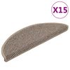 vidaXL Trapmatten zelfklevend 15 st sisal-look 56x17x3 cm donkerbeige