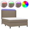 vidaXL Boxspring met matras en LED stof taupe 140x200 cm