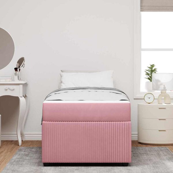 vidaXL Bedframe met matras Roze 90 x 200 cm Stof