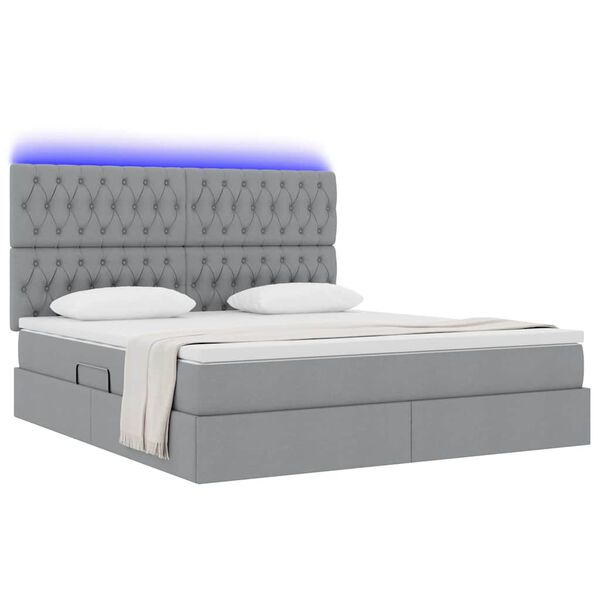 vidaXL Opbergbed met LED met matras Lichtgrijs 160 x 200 cm Polyester