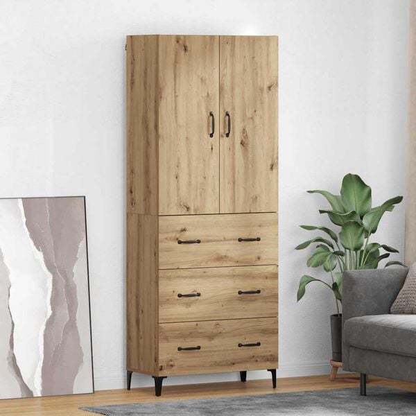 vidaXL Highboard Artisan Eiken 69,5 x 34 x 180 cm Bewerkt hout