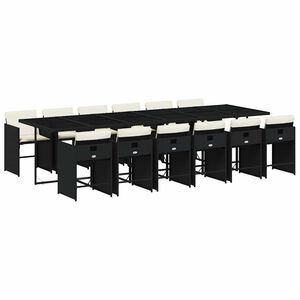 vidaXL 13-delige Tuinset met kussens poly rattan zwart
