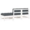 vidaXL 3-delige Loungeset met kussens massief hout wit