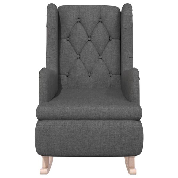 vidaXL Fauteuil met massief rubberwood schommelpoten stof donkergrijs