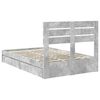 vidaXL Opslag bed met hoofdeinde Beton Grijs 135 x 190 cm Bewerkt hout