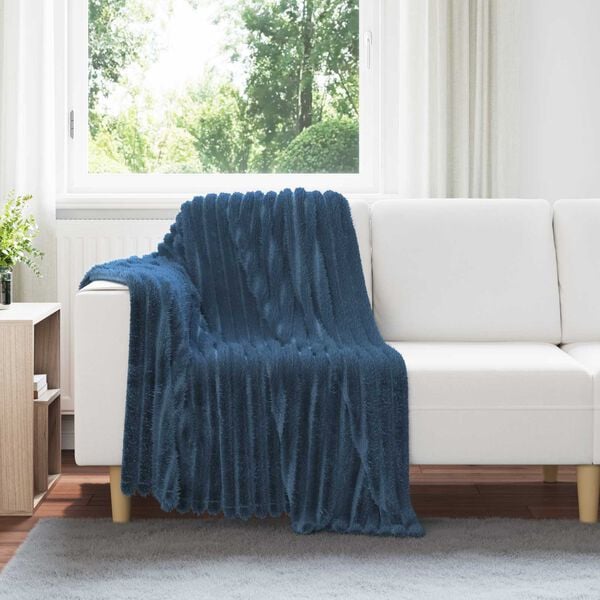 vidaXL Gooi Deken Marineblauw 150 x 130 cm Fleece