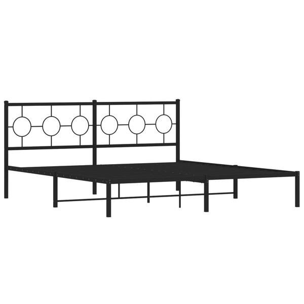 vidaXL Bedframe met hoofdbord metaal zwart 180x200 cm