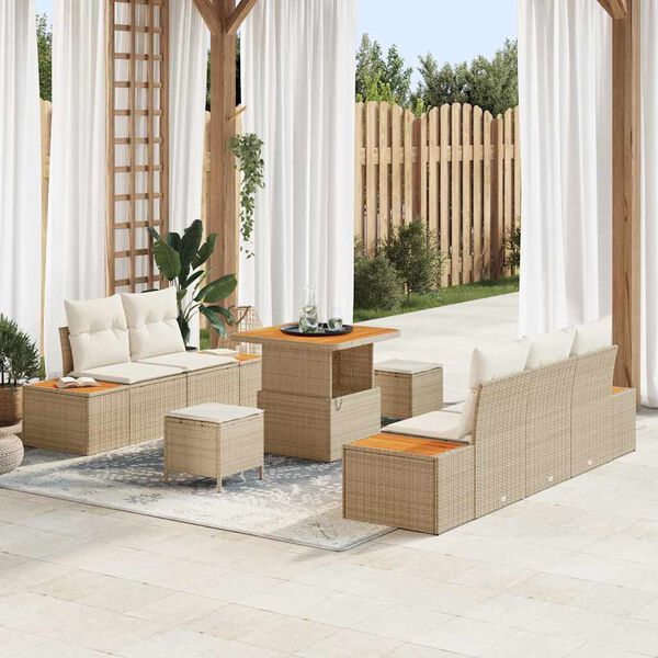 vidaXL Tuinbankenset 8 pcs Beige poly rattan