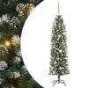 vidaXL Kunstmatige slanke kerstboom met 150 LED Groen en Wit 150 cm