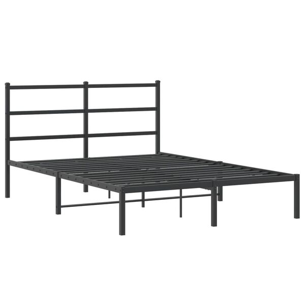 vidaXL Bedframe met hoofdbord metaal zwart 135x190 cm