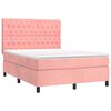vidaXL Boxspring met matras en LED fluweel roze 140x190 cm