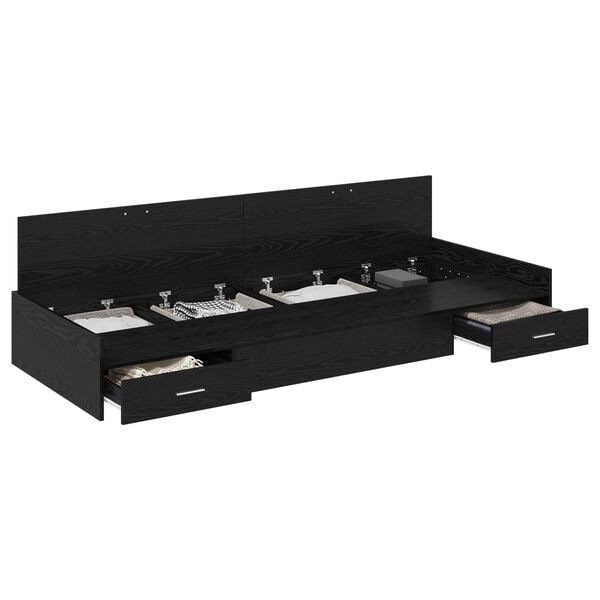 vidaXL Bedframe met hoofdeinde Zwart Eiken 80 x 200 cm Bewerkt hout