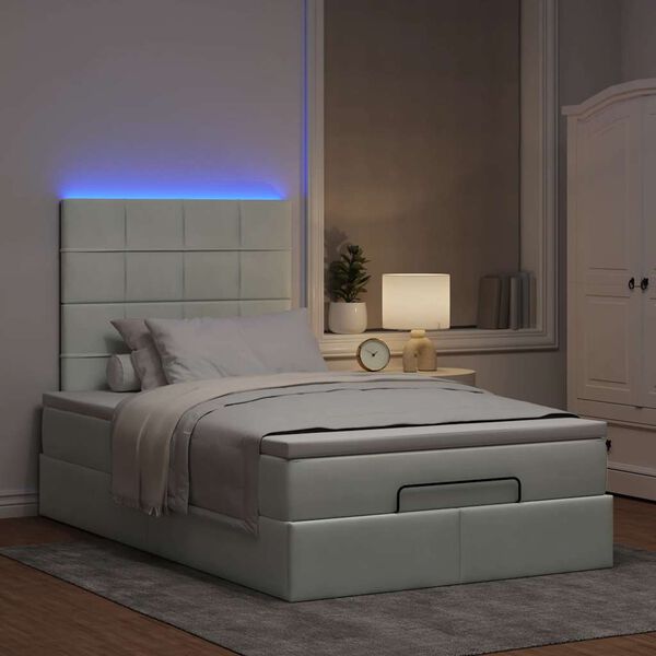 vidaXL Ottoman bed met matrassen en LED's 120x190cm fluweel lichtgrijs
