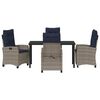vidaXL Tuin eettafelset met kussen 5 pcs Grijs poly rattan