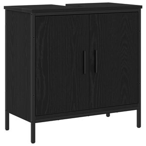 vidaXL Badkamer wastafelkast Zwart Eiken 60 x 30 x 60 cm Bewerkt hout