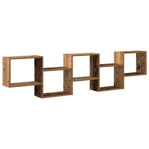 vidaXL Wandschap kubus 5 vakken bewerkt hout oud houtkleurig