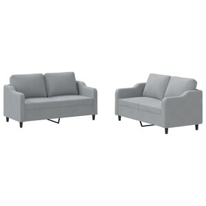 vidaXL 2-delige Loungeset met kussens stof lichtgrijs