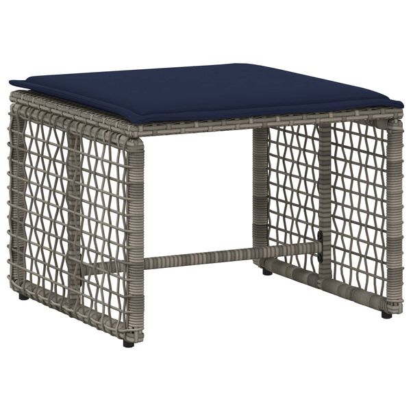 vidaXL Buitenmeubelset met kussen 5 pcs Grijs en Marineblauw