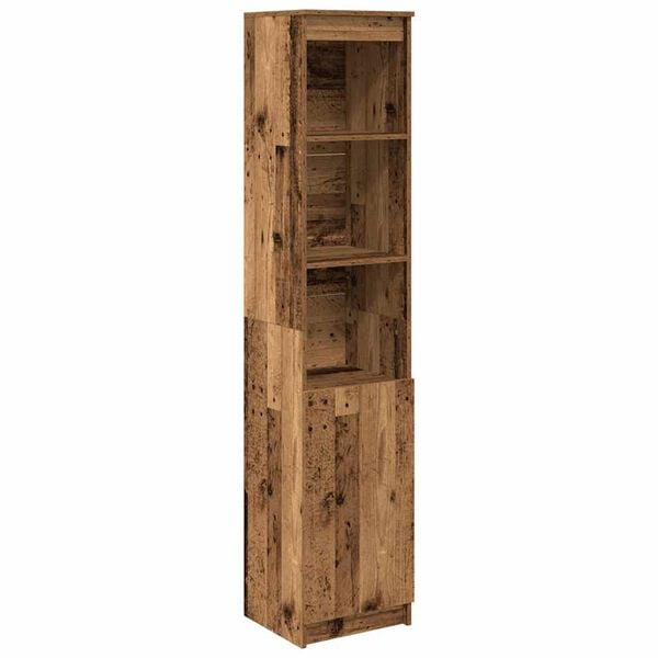vidaXL Hoge kast 37,5x35x180 cm bewerkt hout oud houtkleurig