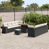 vidaXL Tuin Sofa Set met kussen 11 pcs Zwart en Cr&egrave;me poly rattan