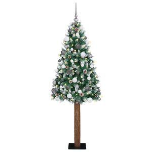vidaXL Slanke Kerstboom Groen 180 cm PVC en massief dennenhout