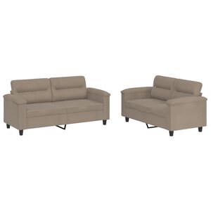 vidaXL 2-delige Loungeset met kussens microvezelstof taupe