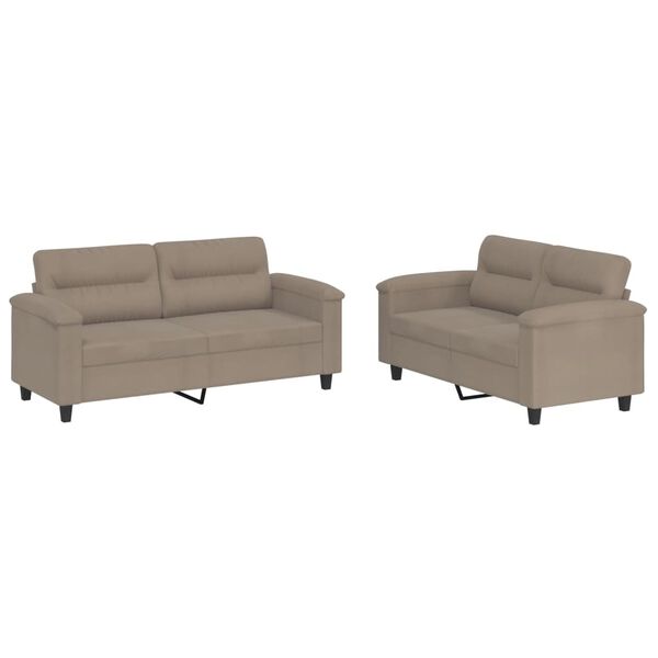 vidaXL 2-delige Loungeset met kussens microvezelstof taupe