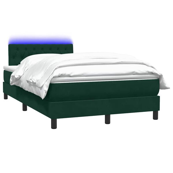 vidaXL Boxspring met matras en LED fluweel donkergroen 120x220 cm