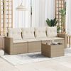 vidaXL 5-delige Loungeset met kussens poly rattan beige