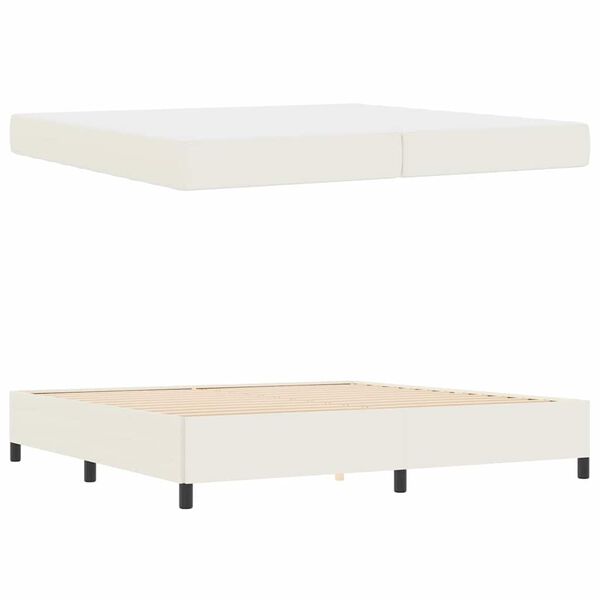 vidaXL Bedframe met matras Cr&egrave;me 200 x 200 cm Stof