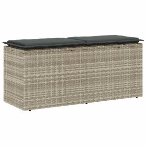 vidaXL Tuinbank met kussen 110x40x44 cm poly rattan lichtgrijs