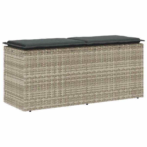 vidaXL Tuinbank met kussen 110x40x44 cm poly rattan lichtgrijs