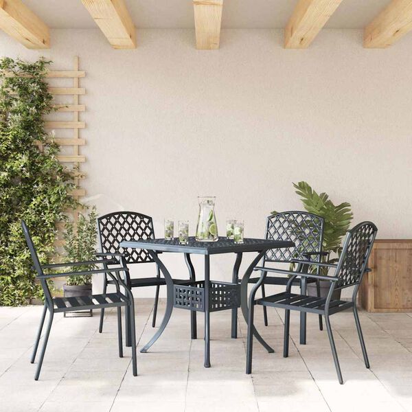 vidaXL Tuinstoel 4 pcs Antraciet 56 x 65 x 89 cm Staal