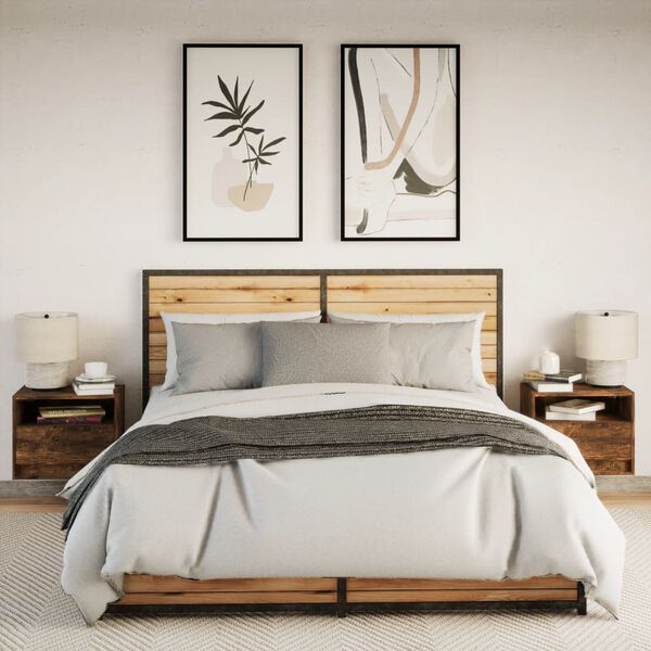 vidaXL Nachtkastjes met LED's 2 st wandgemonteerd gerookt eikenkleurig