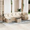 vidaXL 7-delige Loungeset met kussens poly rattan beige