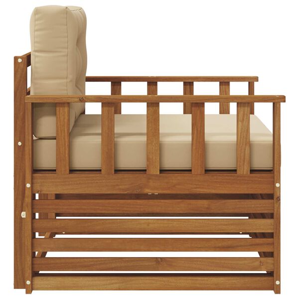 vidaXL Buiten bankenset Massief Acaciahout en Polyester Naturel