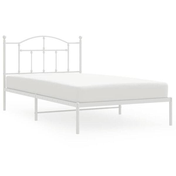 vidaXL Bedframe met hoofdbord metaal wit 100x200 cm