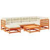 vidaXL 7-delige Loungeset met kussens massief grenenhout wasbruin