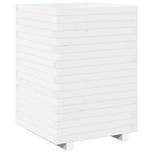 vidaXL Plantenbak 50x50x72,5 cm massief grenenhout wit