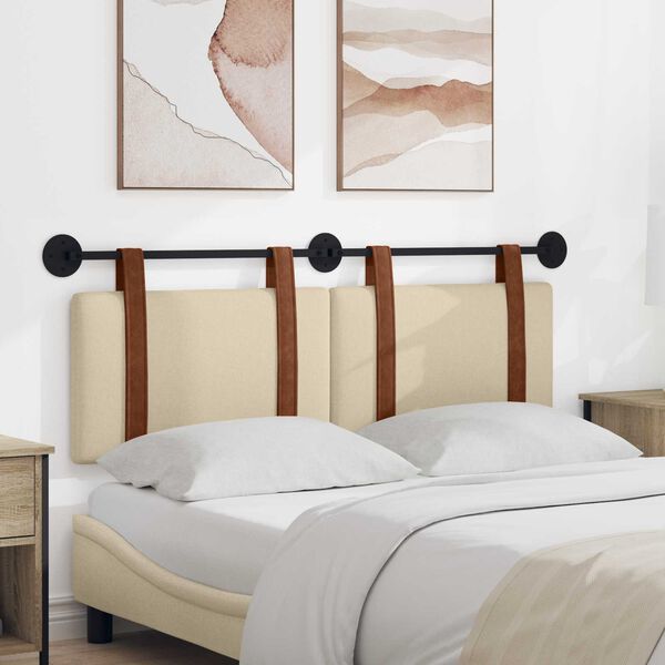 vidaXL Hangend Hoofdeinde Effen Cr&egrave;me 130 x 55 x 5 cm Antiek PU