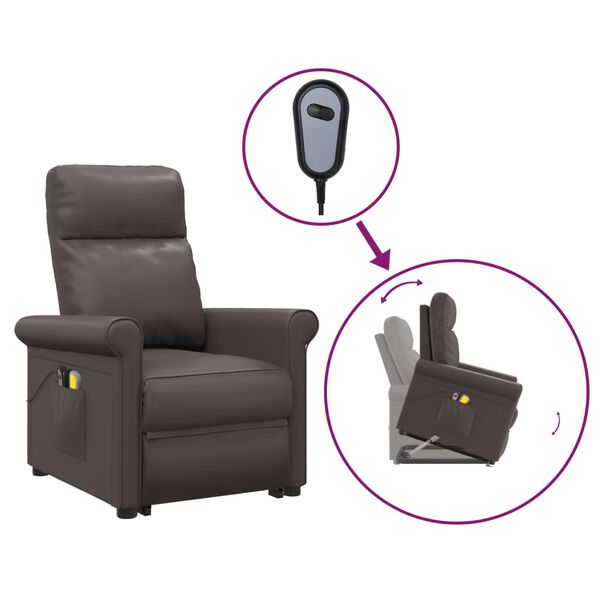 vidaXL Sta-op-massagestoel kunstleer bruin