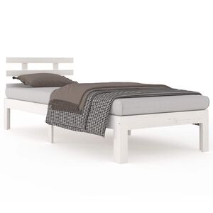 vidaXL Bedframe massief hout wit 75x190 cm