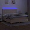 vidaXL Boxspring met matras en LED stof cr&egrave;mekleurig 160x200 cm