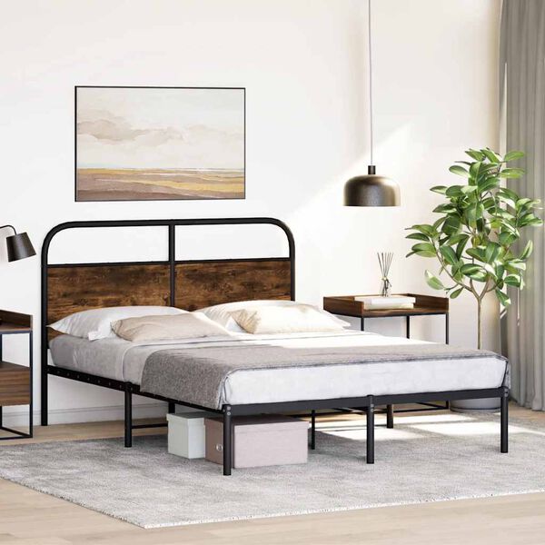 vidaXL Bedframe zonder matras bewerkt hout gerookt eiken 120x190 cm