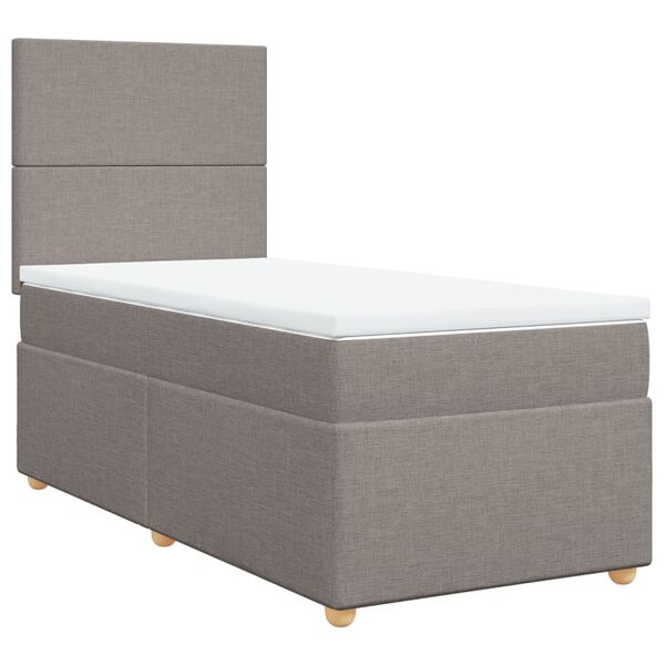 vidaXL Boxspring met matras stof taupe 90x200 cm