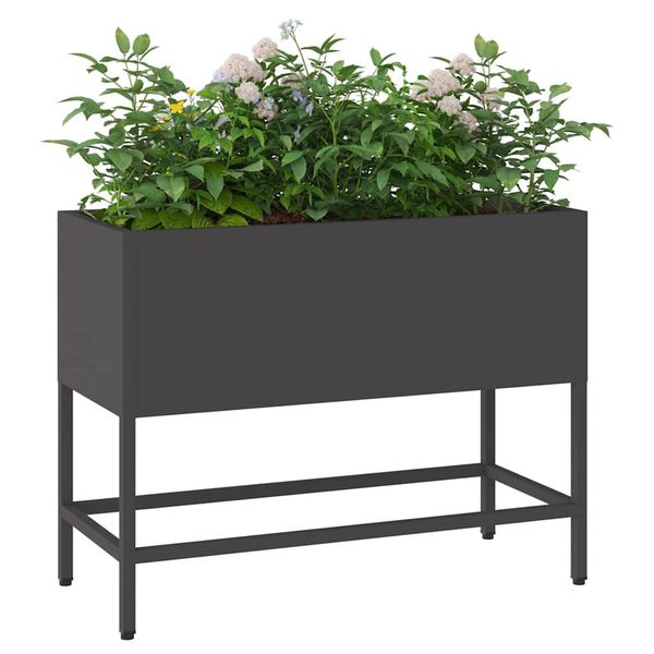 vidaXL Verhoogde Tuin Plantbak Zwart 60 x 26 x 45 cm Staal